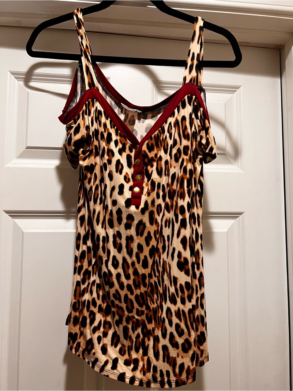 Venus open shoulder animal print top